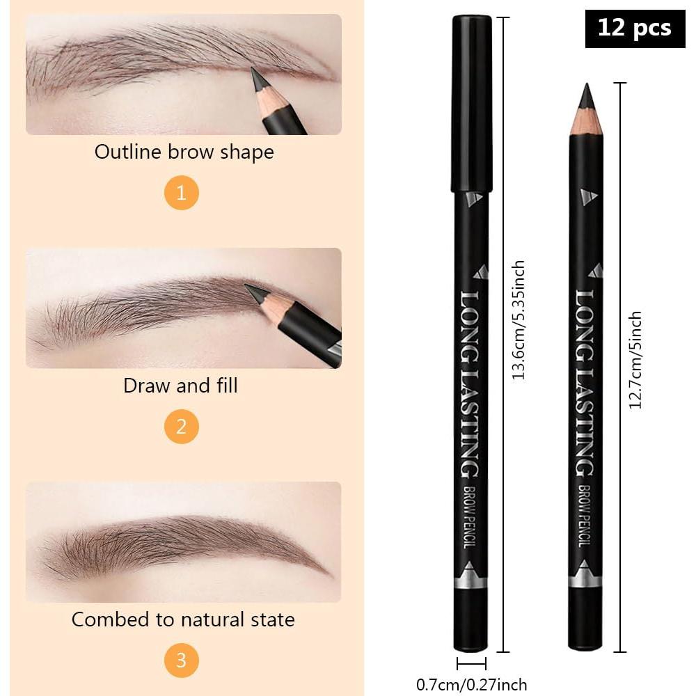 Set de 12 Lápices de Cejas FeiCuiYun Resistente al Agua