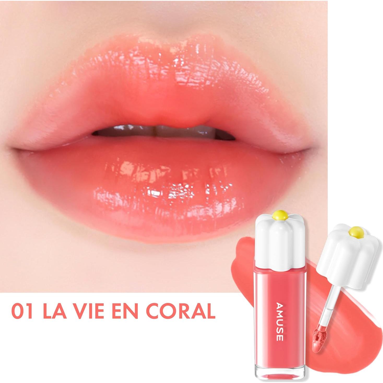 Tinte Labial Amuse Seoul 01 La Vie en Coral 35% Hidratante