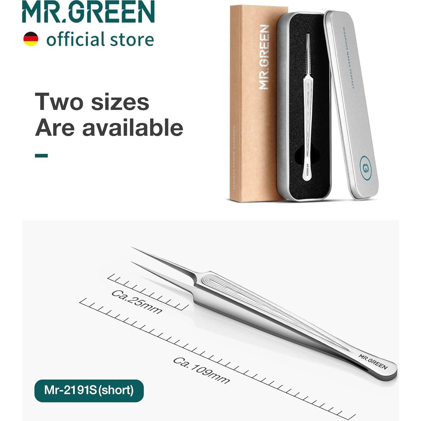 Pinzas de Pelo Encarnado MR.GREEN Punta de Aguja Cortas