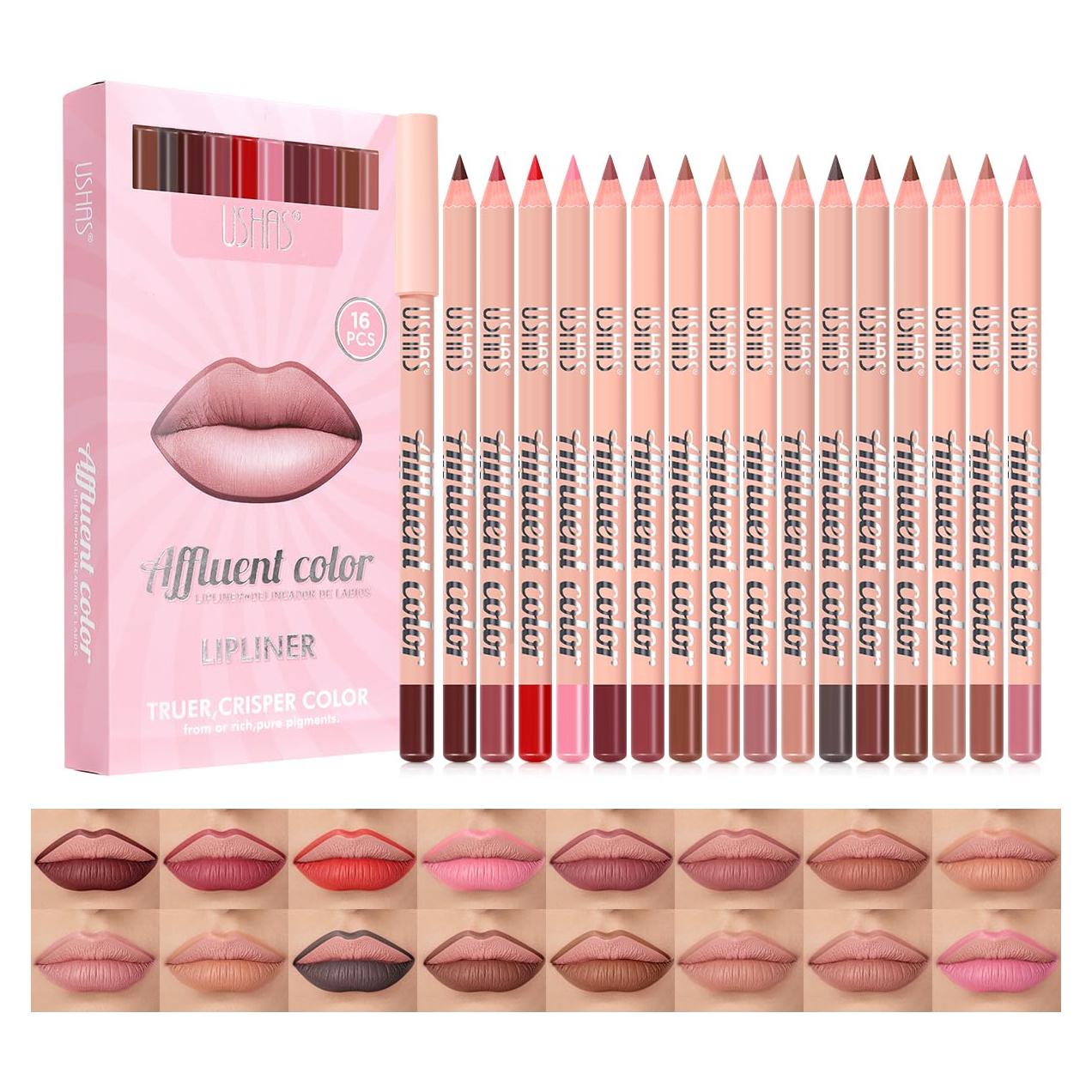 Set de 16 Lápices de Labios Mate USHAS - Suaves y Duraderos