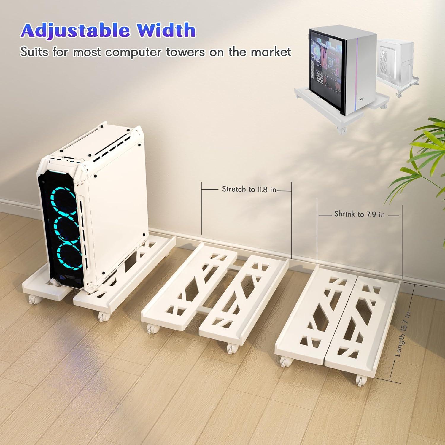 Soporte Móvil Ajustable Qcdou para Torre de PC - Blanco