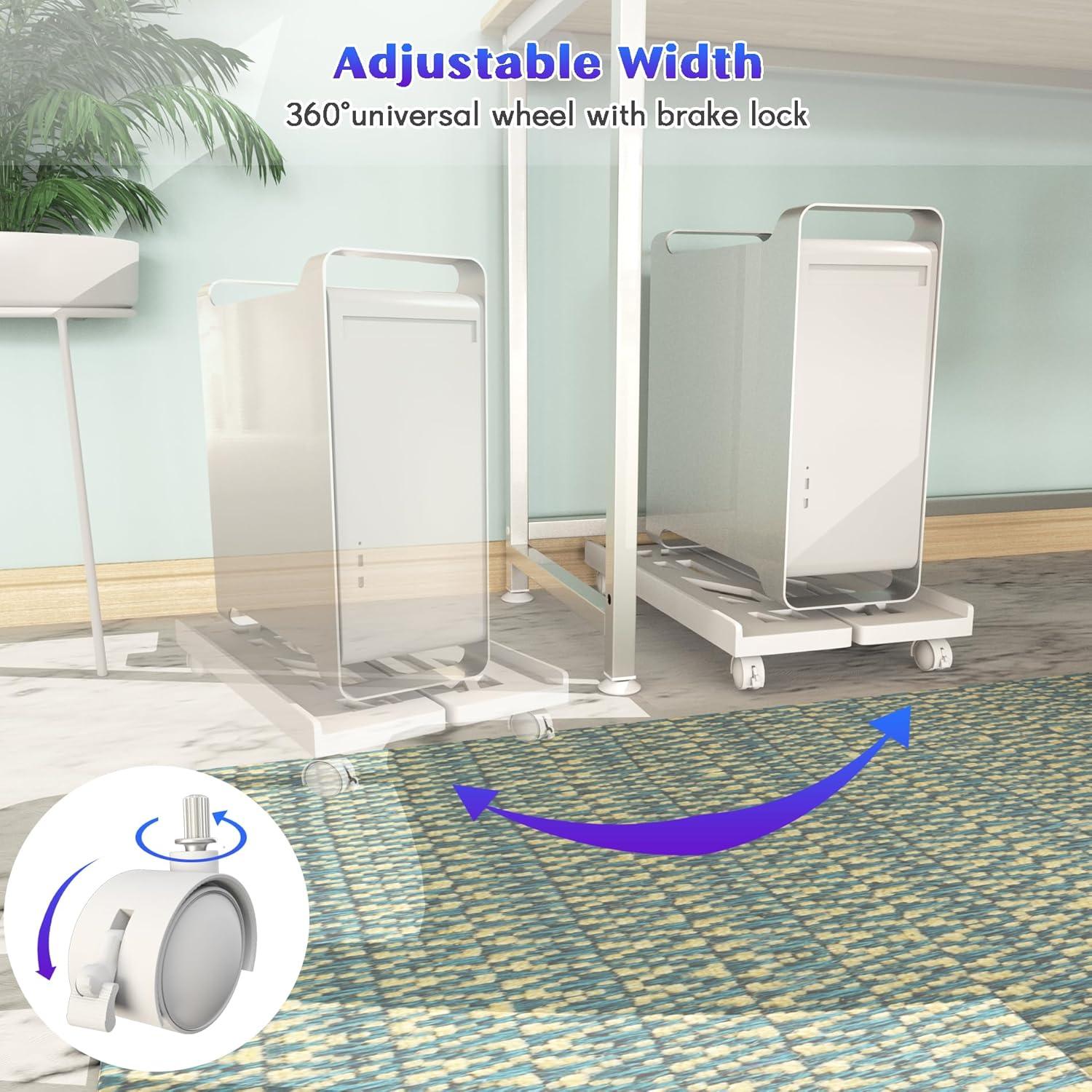 Soporte Móvil Ajustable Qcdou para Torre de PC - Blanco