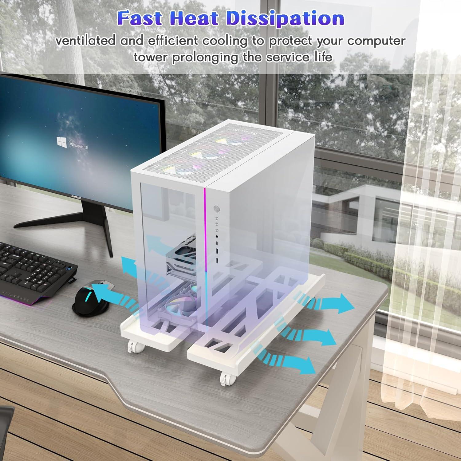 Soporte Móvil Ajustable Qcdou para Torre de PC - Blanco