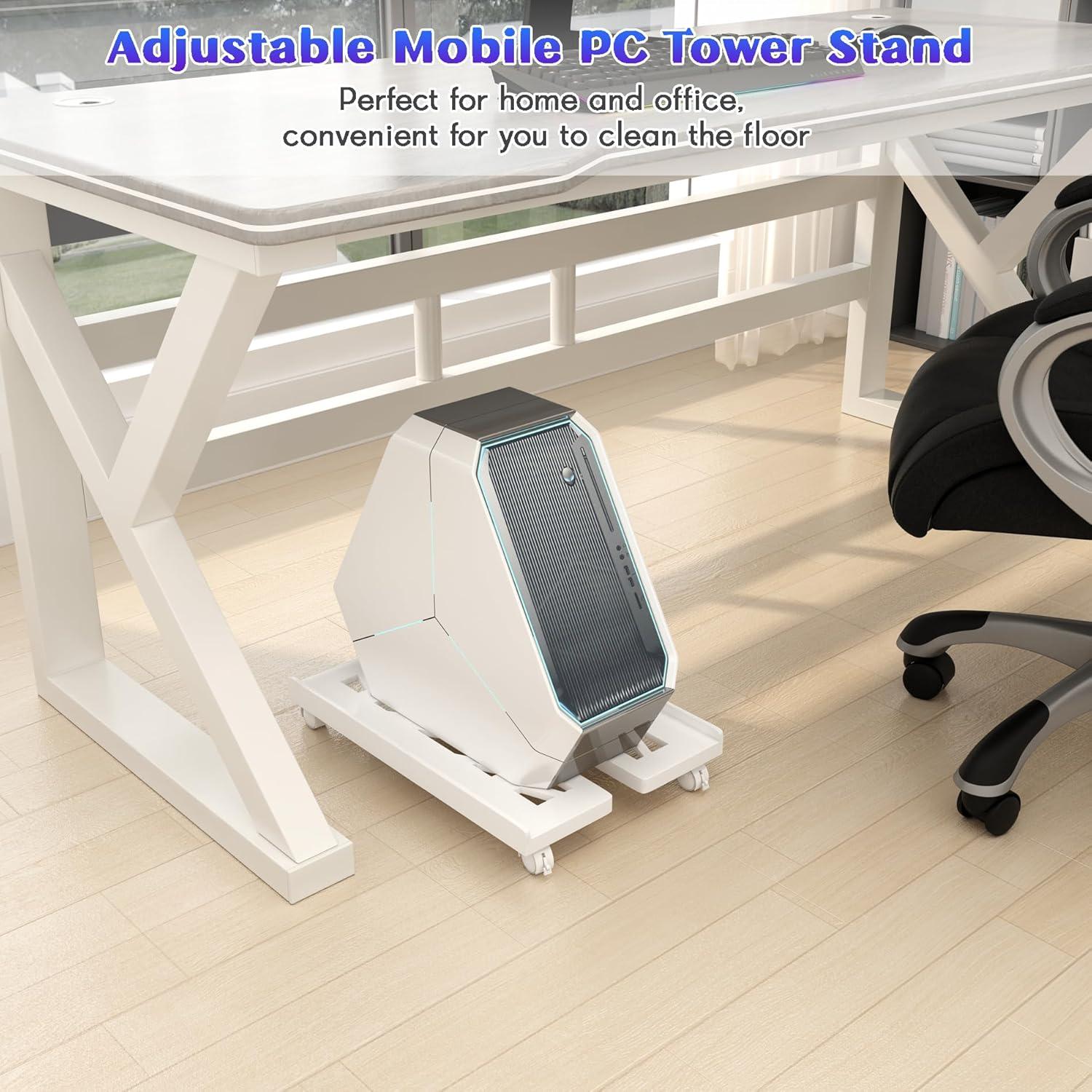 Soporte Móvil Ajustable Qcdou para Torre de PC - Blanco