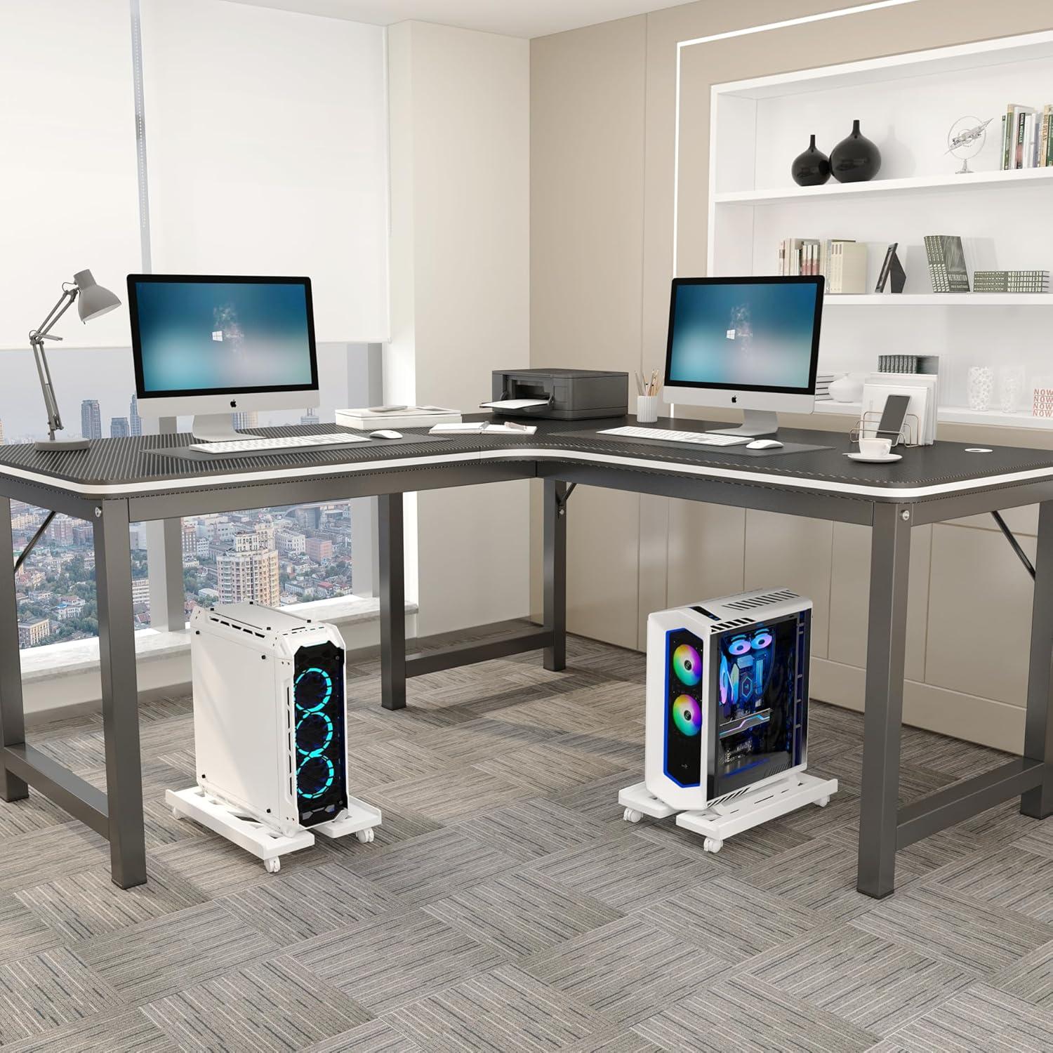 Soporte Móvil Ajustable Qcdou para Torre de PC - Blanco