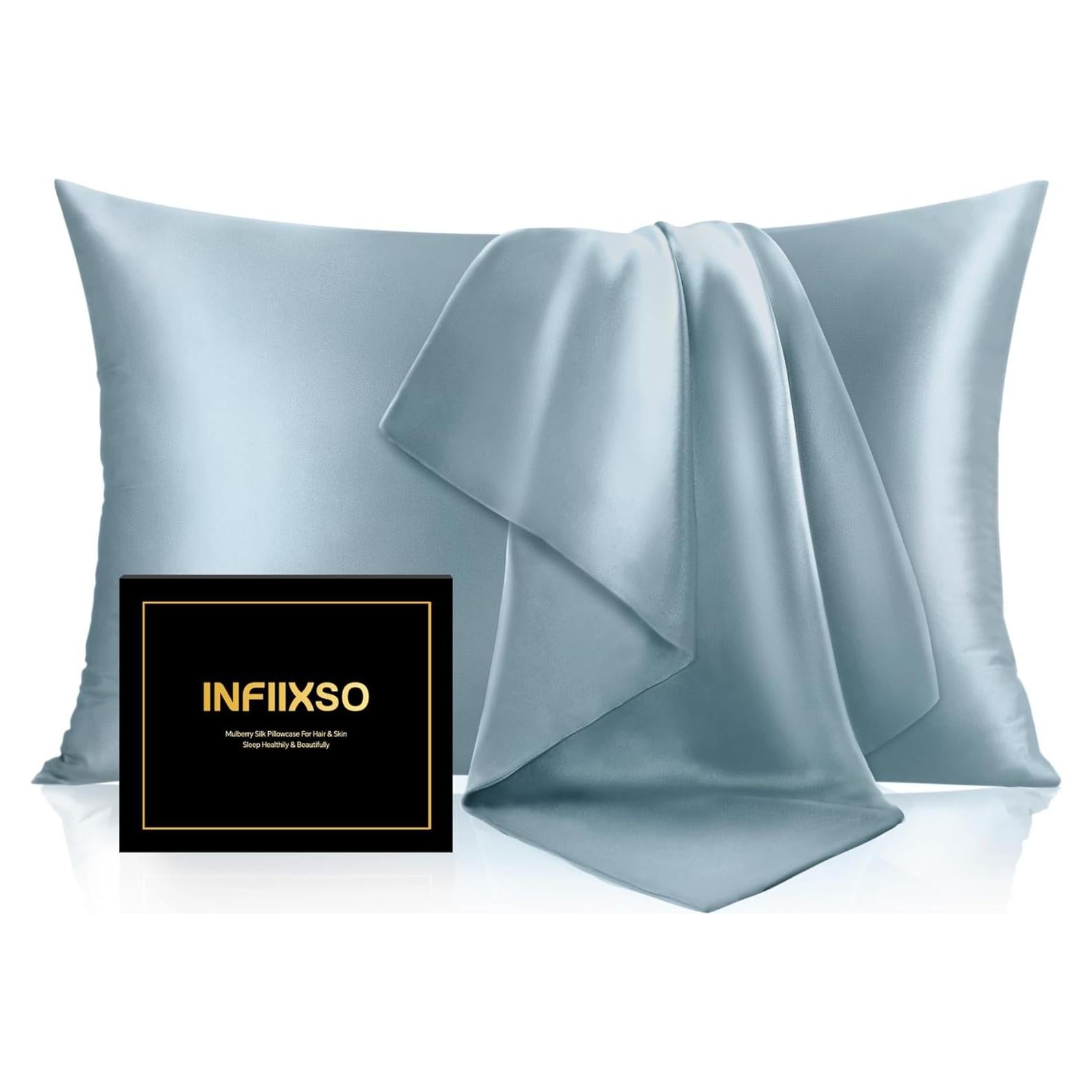 Fundas de Almohada de Seda INFIIXSO 2 Paquete Estándar 66x50 cm