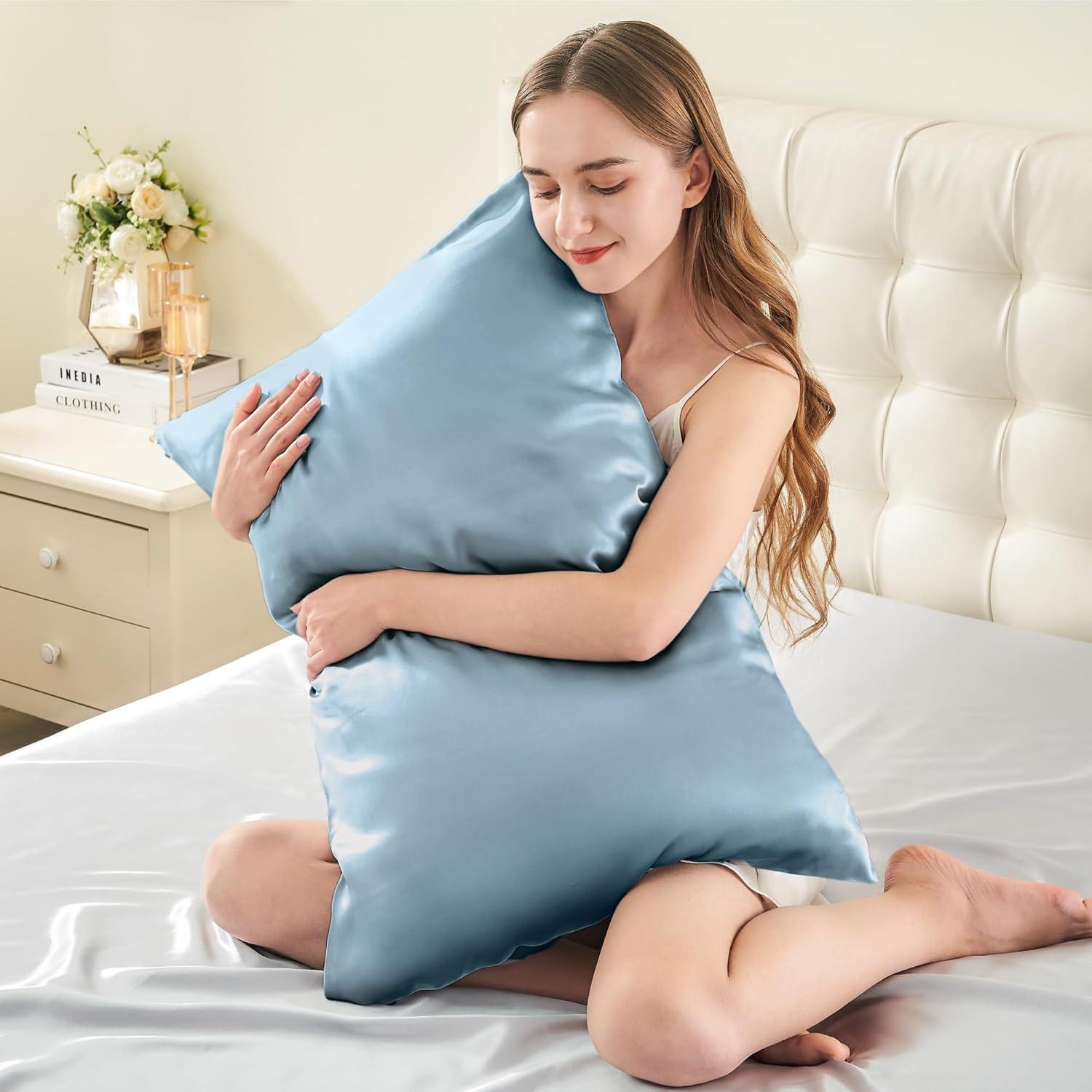 Fundas de Almohada de Seda INFIIXSO 2 Paquete Estándar 66x50 cm