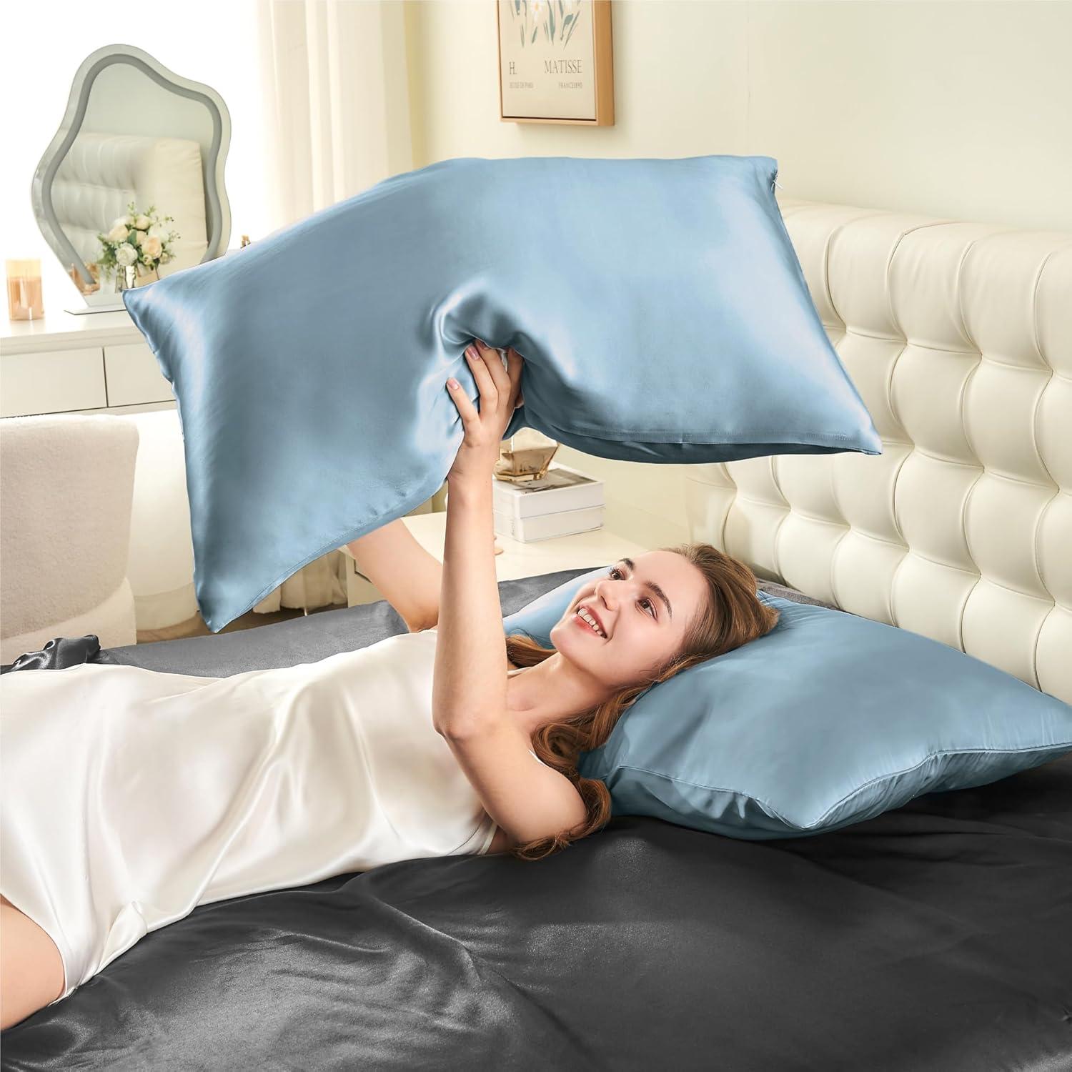 Fundas de Almohada de Seda INFIIXSO 2 Paquete Estándar 66x50 cm