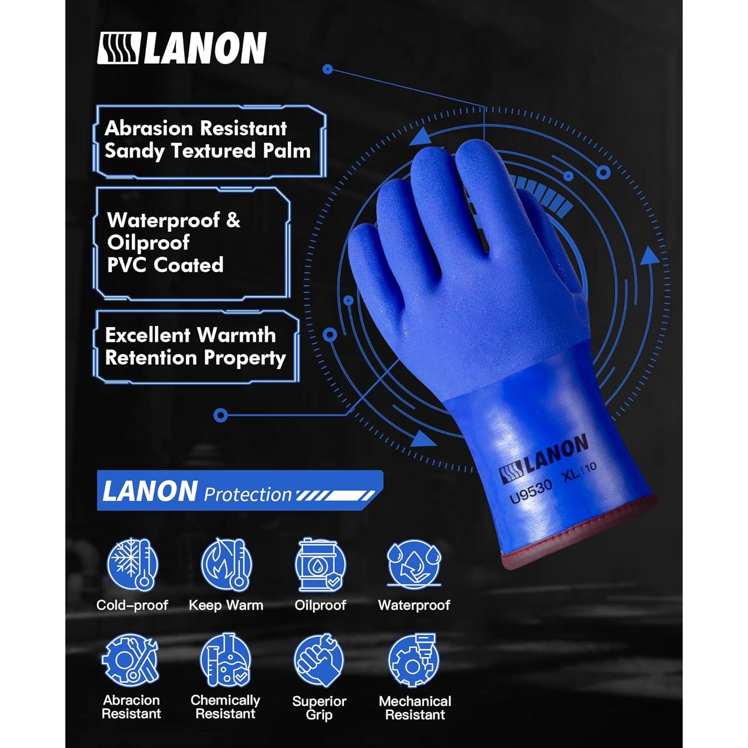 Guantes de Trabajo LANON PVC Impermeables XL Antideslizantes