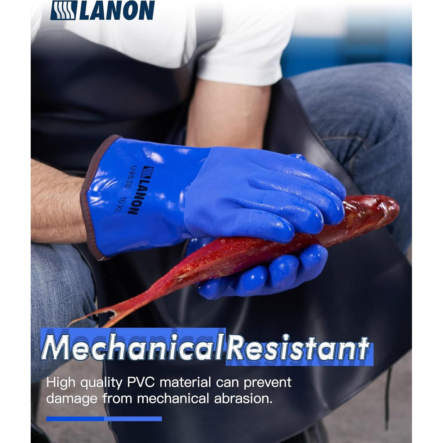 Guantes de Trabajo LANON PVC Impermeables XL Antideslizantes