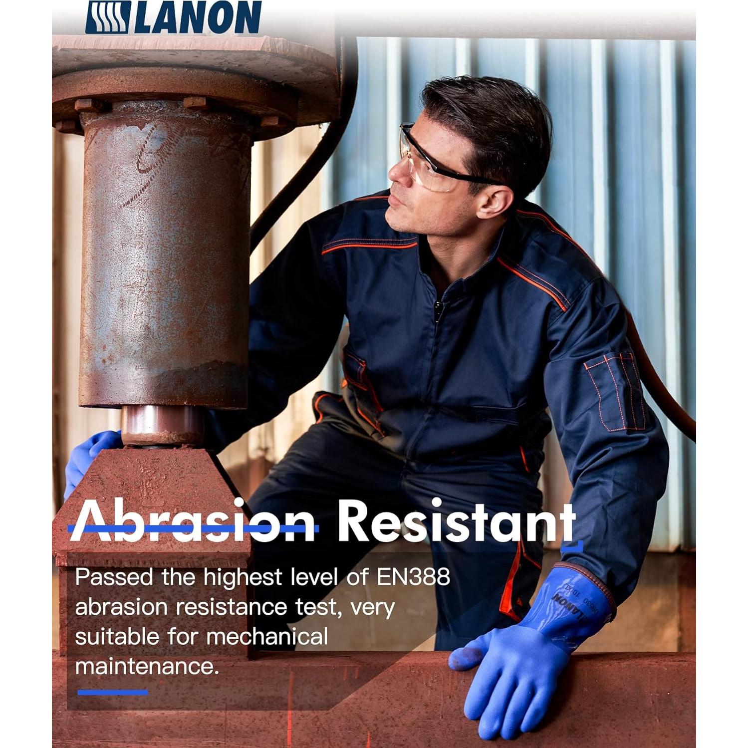 Guantes de Trabajo LANON PVC Impermeables XL Antideslizantes