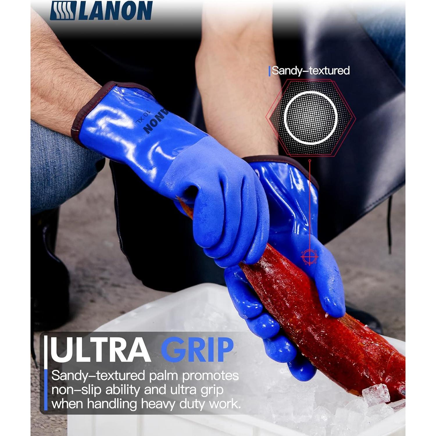 Guantes de Trabajo LANON PVC Impermeables XL Antideslizantes