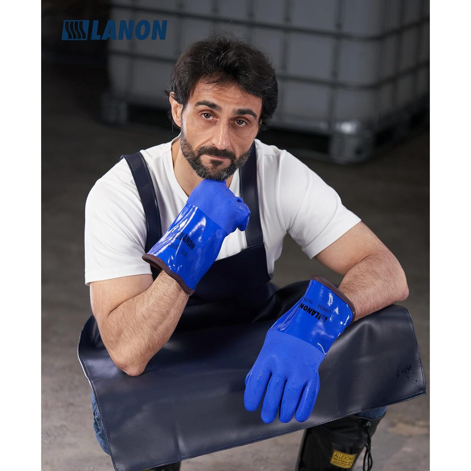 Guantes de Trabajo LANON PVC Impermeables XL Antideslizantes