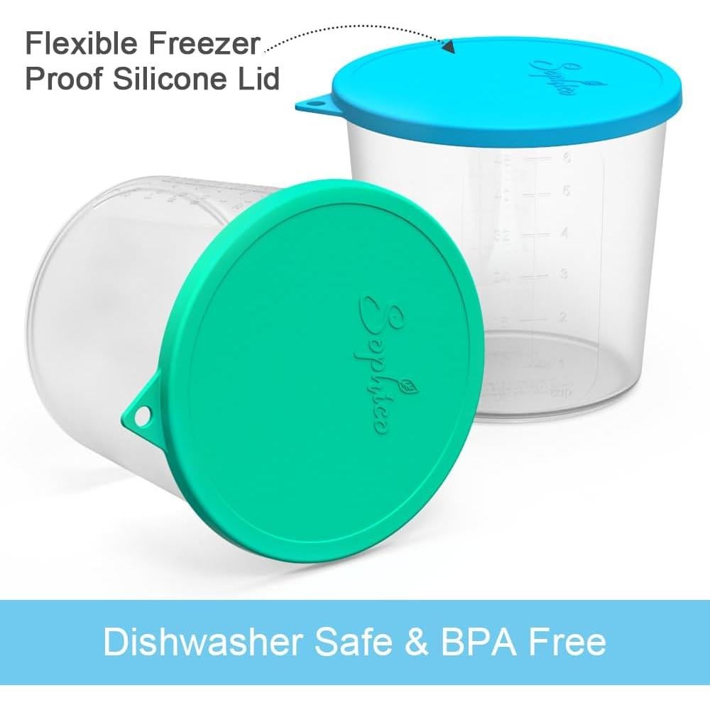 Contenedores de Helado SOPHICO 1.5L con Tapas de Silicona - Paquete de 4