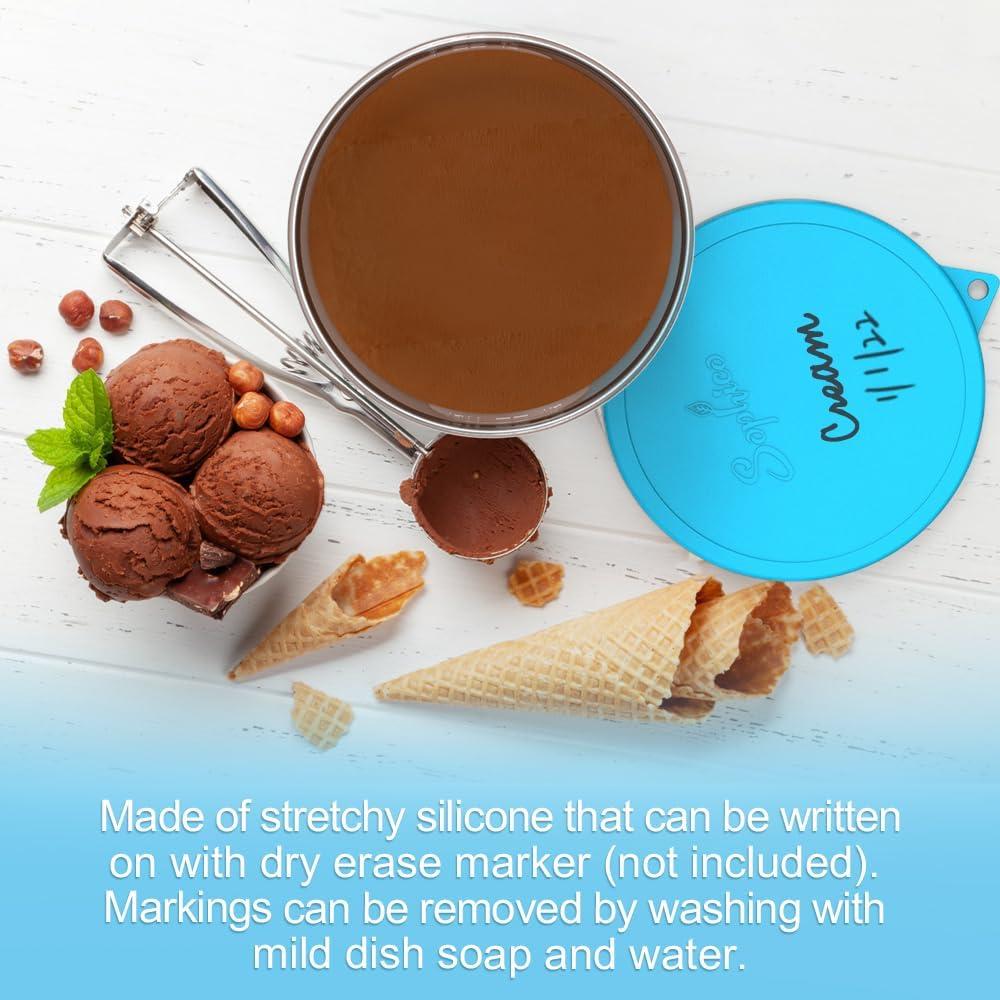 Contenedores de Helado SOPHICO 1.5L con Tapas de Silicona - Paquete de 4