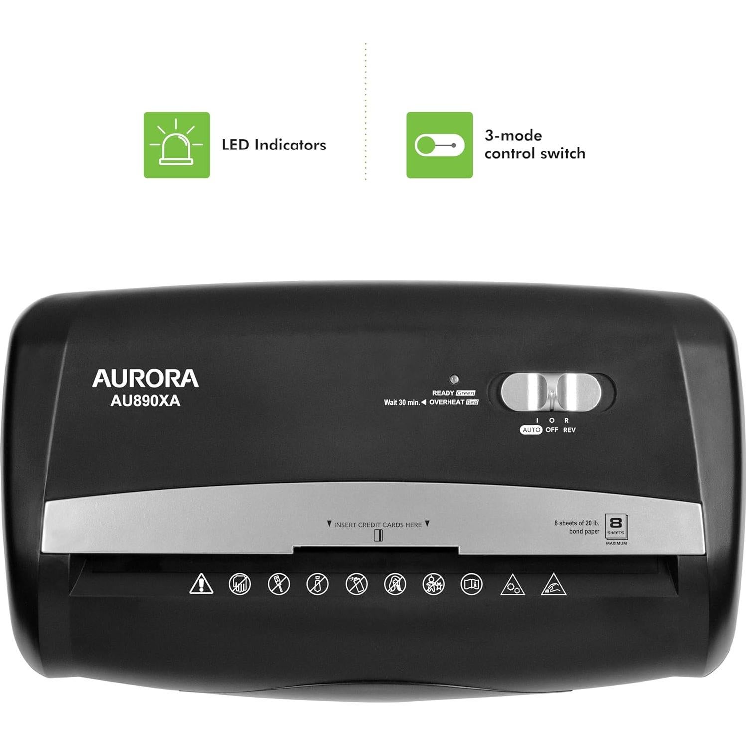 Trituradora de Papel Aurora AU890XA Corte Cruzado 8 Hojas