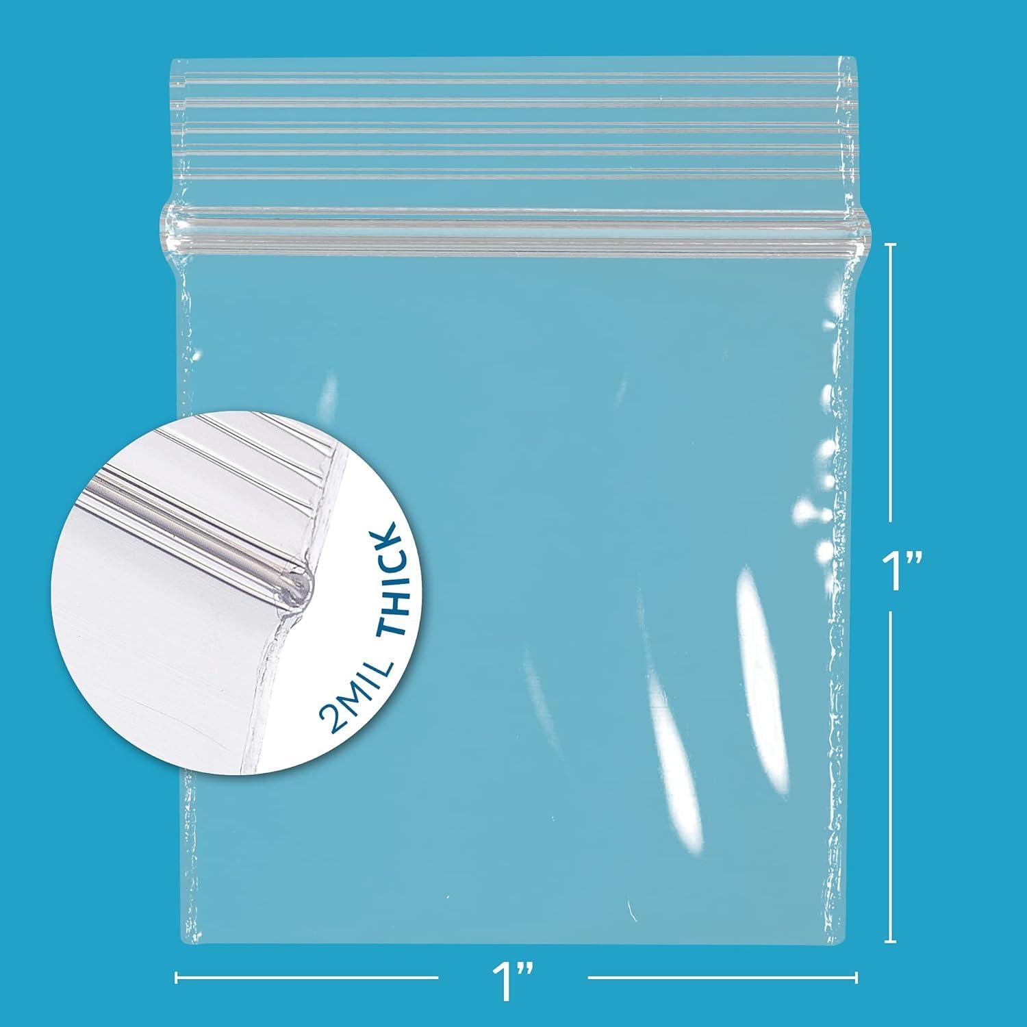GPI - Pack of 2000-1" X 1" Mini 2 Mil Thick, Clear Plastic Jewelry Zip Bags, Reclosable, Strong & Durable Poly Baggies with Resealable Zip Top Lock for Travel, Storage, Packaging & Shipping.