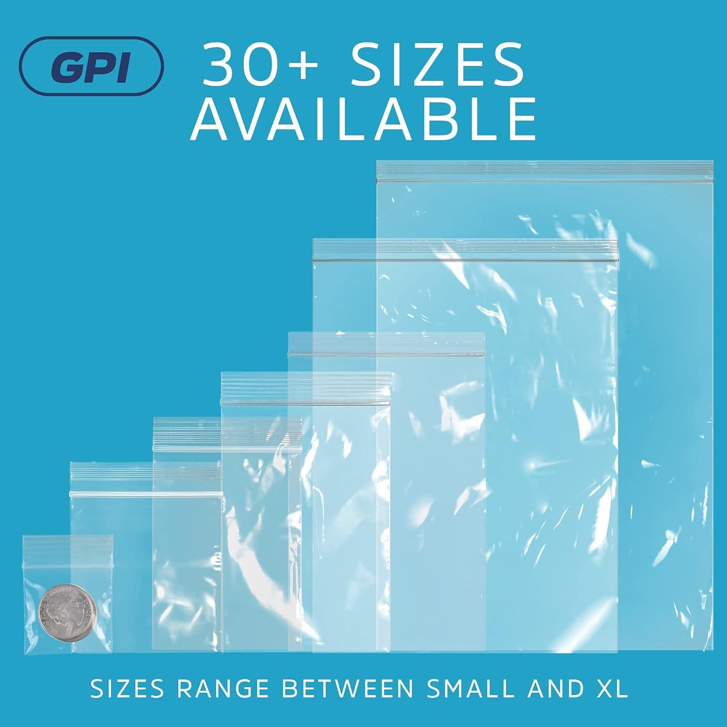GPI - Pack of 2000-1" X 1" Mini 2 Mil Thick, Clear Plastic Jewelry Zip Bags, Reclosable, Strong & Durable Poly Baggies with Resealable Zip Top Lock for Travel, Storage, Packaging & Shipping.