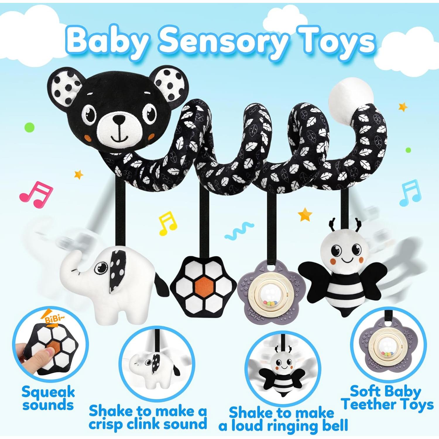 Juguete Colgante para Silla de Auto GKDOMS Oso Negro y Blanco