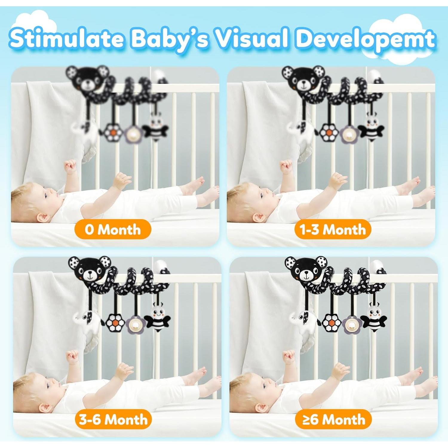 Juguete Colgante para Silla de Auto GKDOMS Oso Negro y Blanco