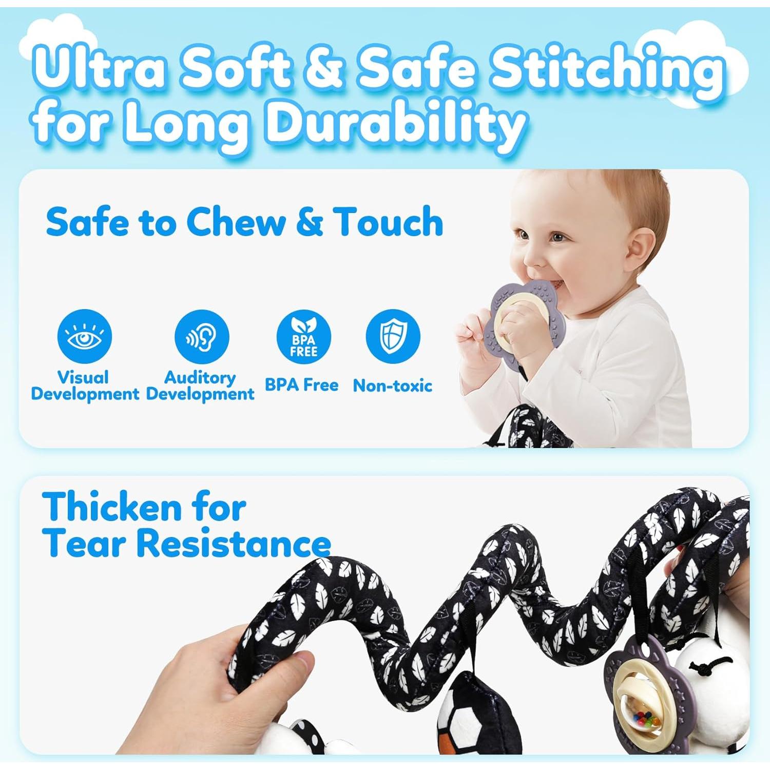 Juguete Colgante para Silla de Auto GKDOMS Oso Negro y Blanco