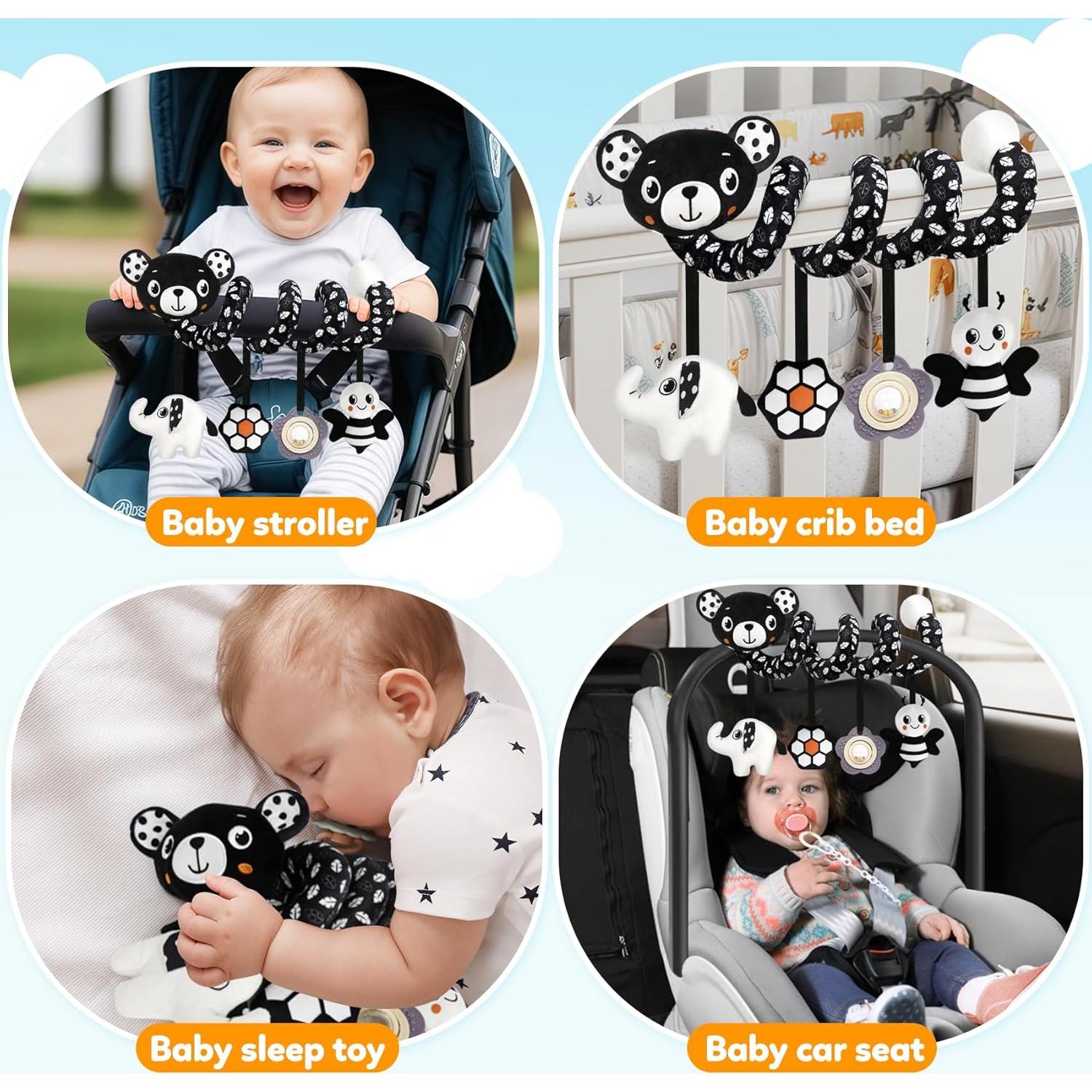 Juguete Colgante para Silla de Auto GKDOMS Oso Negro y Blanco