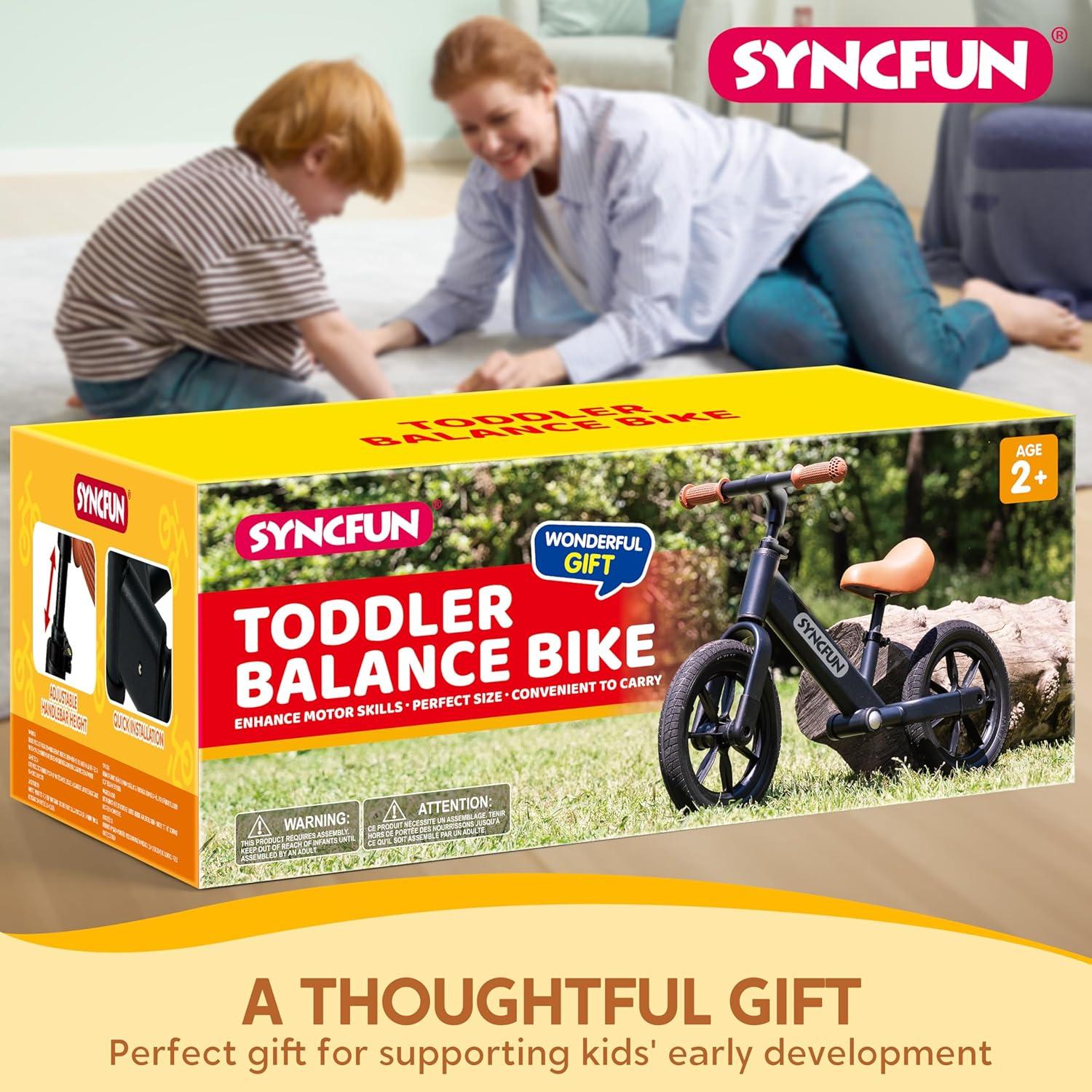 Bicicleta de Equilibrio SYNCFUN 12" para Niños 2-5 Años Negra