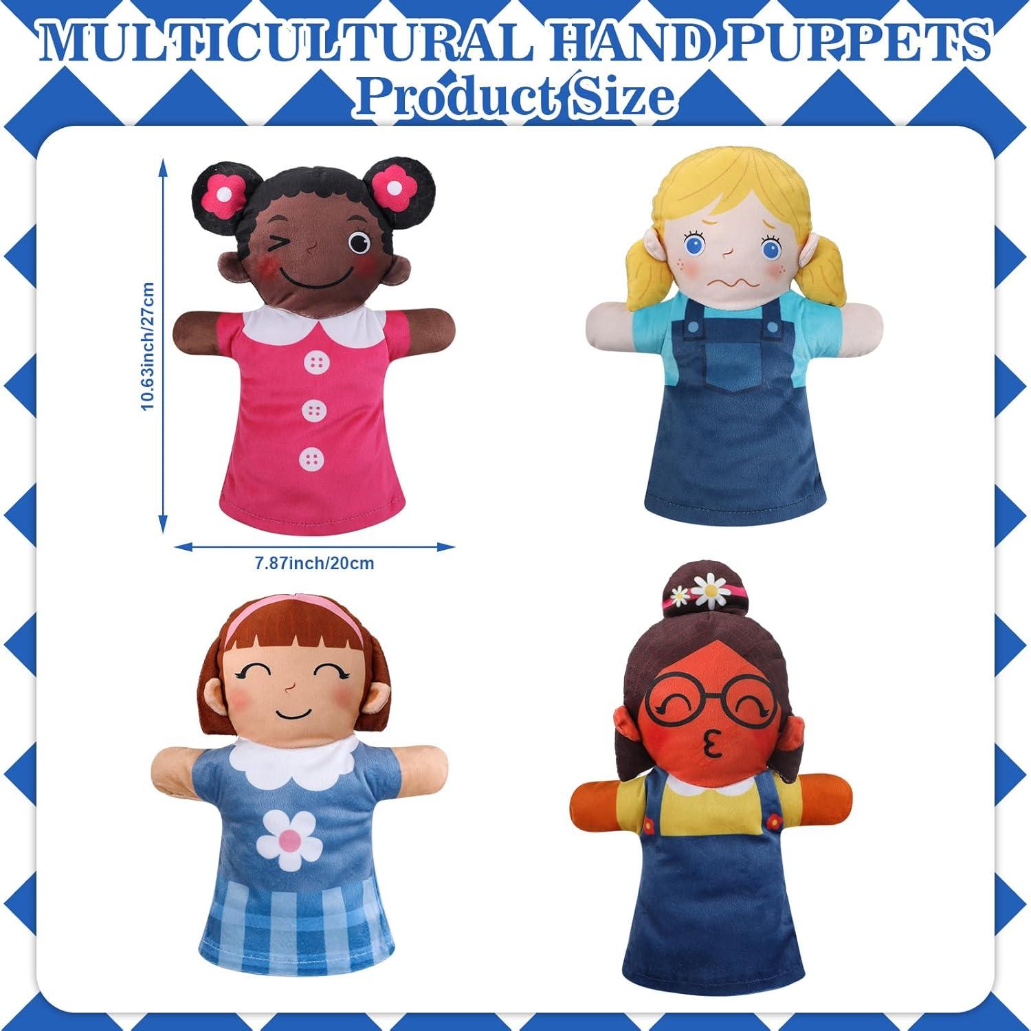 Conjunto de 8 Marionetas de Mano Poen Multiculturales 27x20 cm