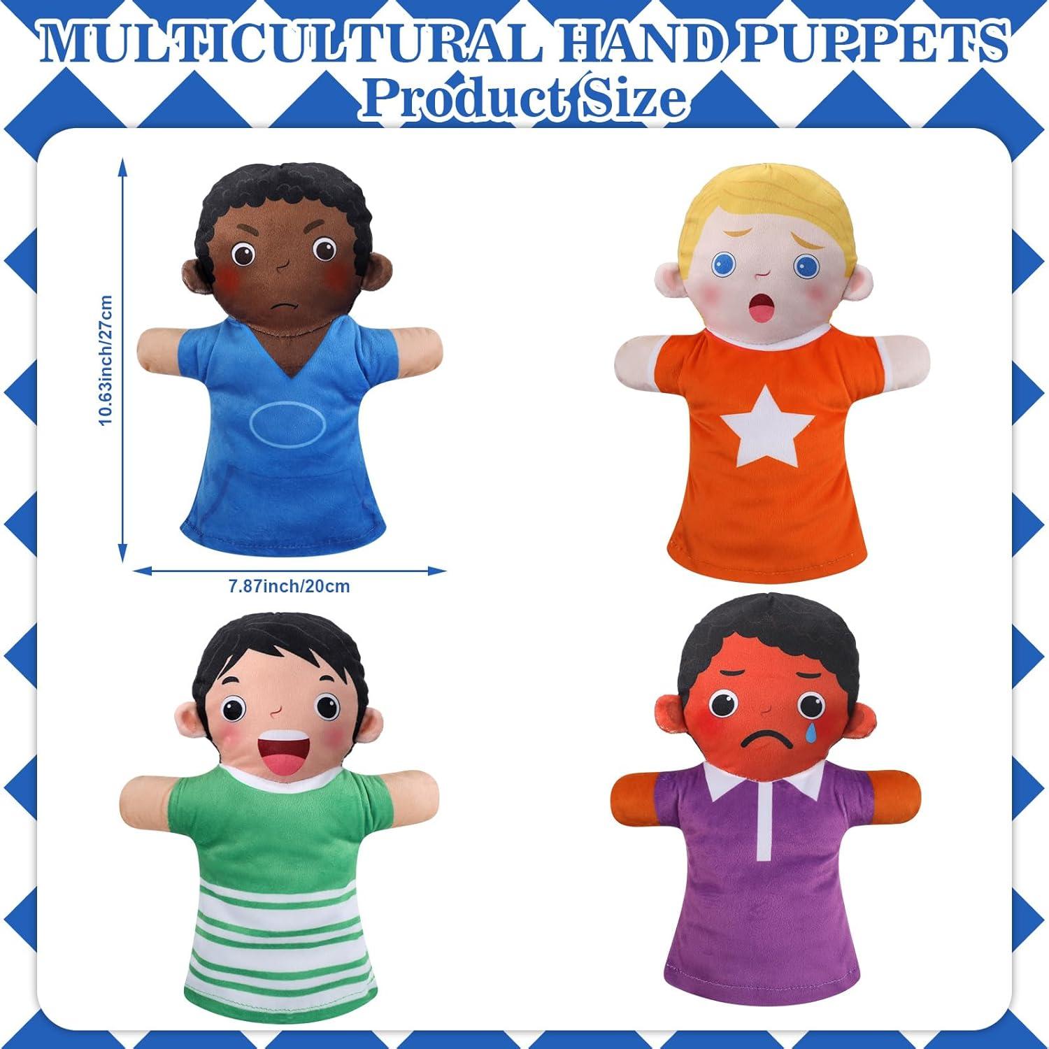 Conjunto de 8 Marionetas de Mano Poen Multiculturales 27x20 cm