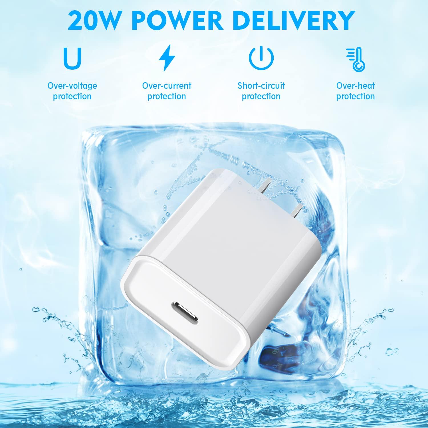 Cargador Rápido USB C 20W con Cable Lightning 10FT MFi