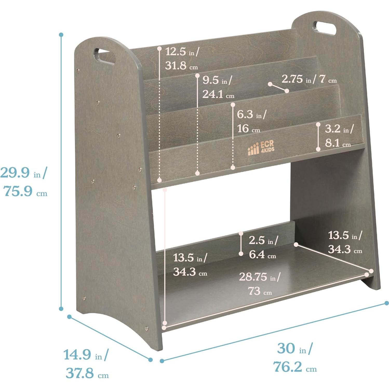 Estantería Expositor de Libros ECR4Kids 3 Estantes 76cm Gris