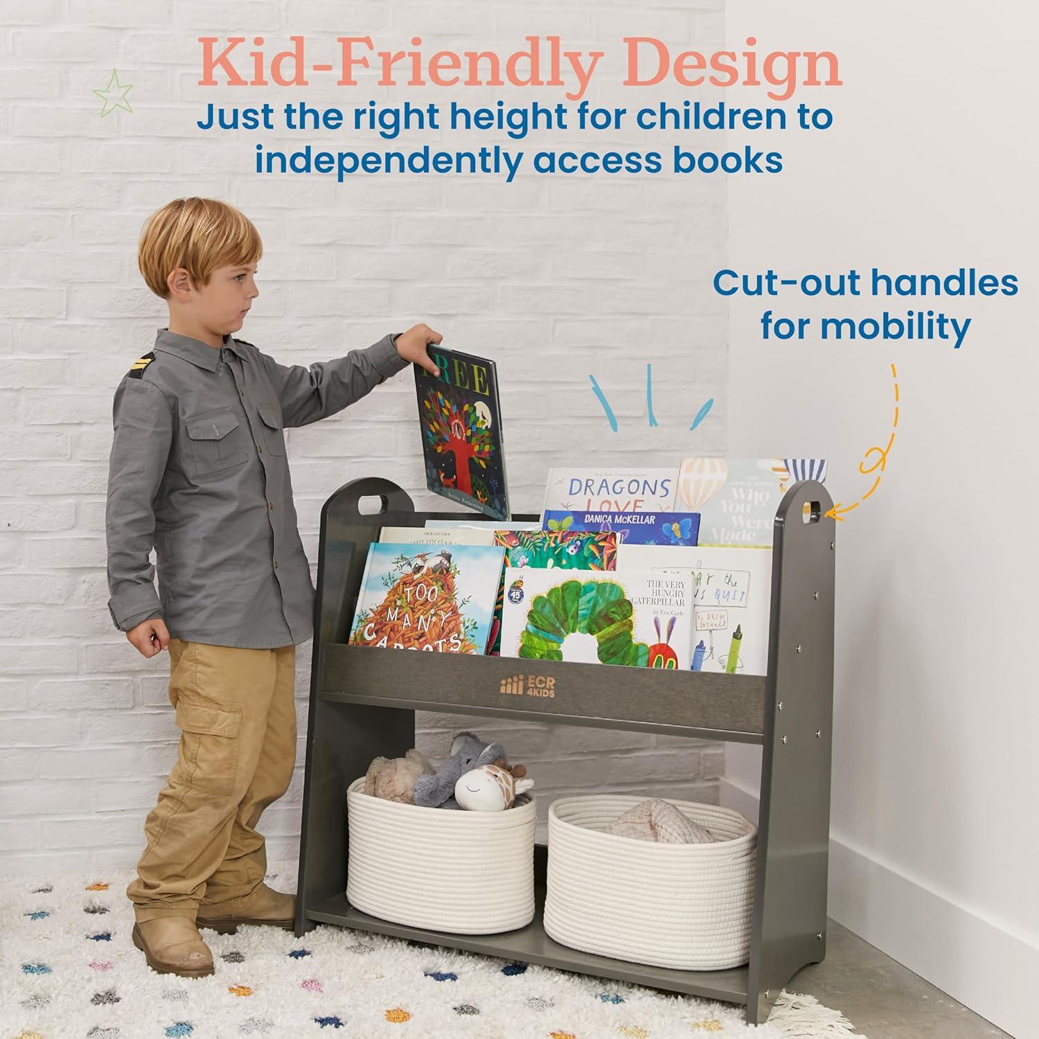 Estantería Expositor de Libros ECR4Kids 3 Estantes 76cm Gris