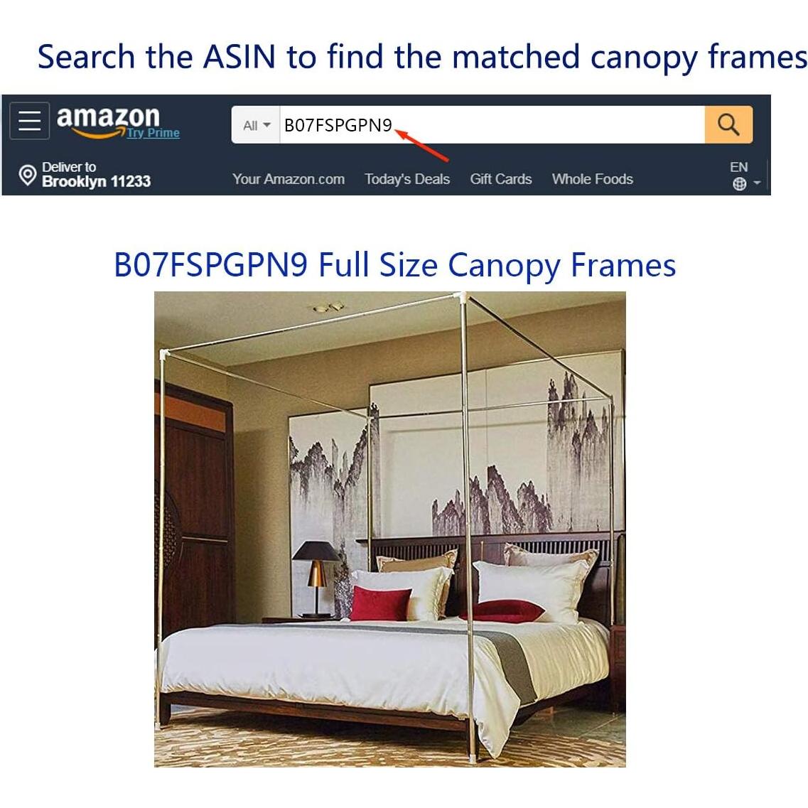 Cortina de Cama con Dosel Mengersi Blanca Matrimonial 145x199 cm