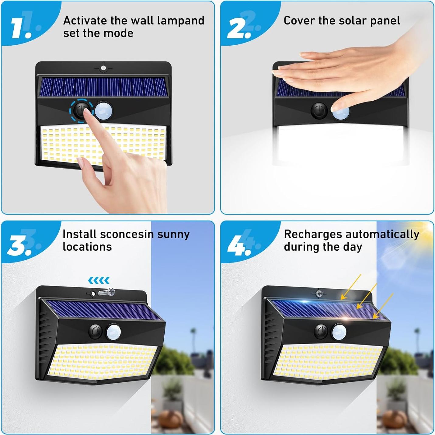 Luces Solares Peasur 16 Paquetes con Sensor de Movimiento