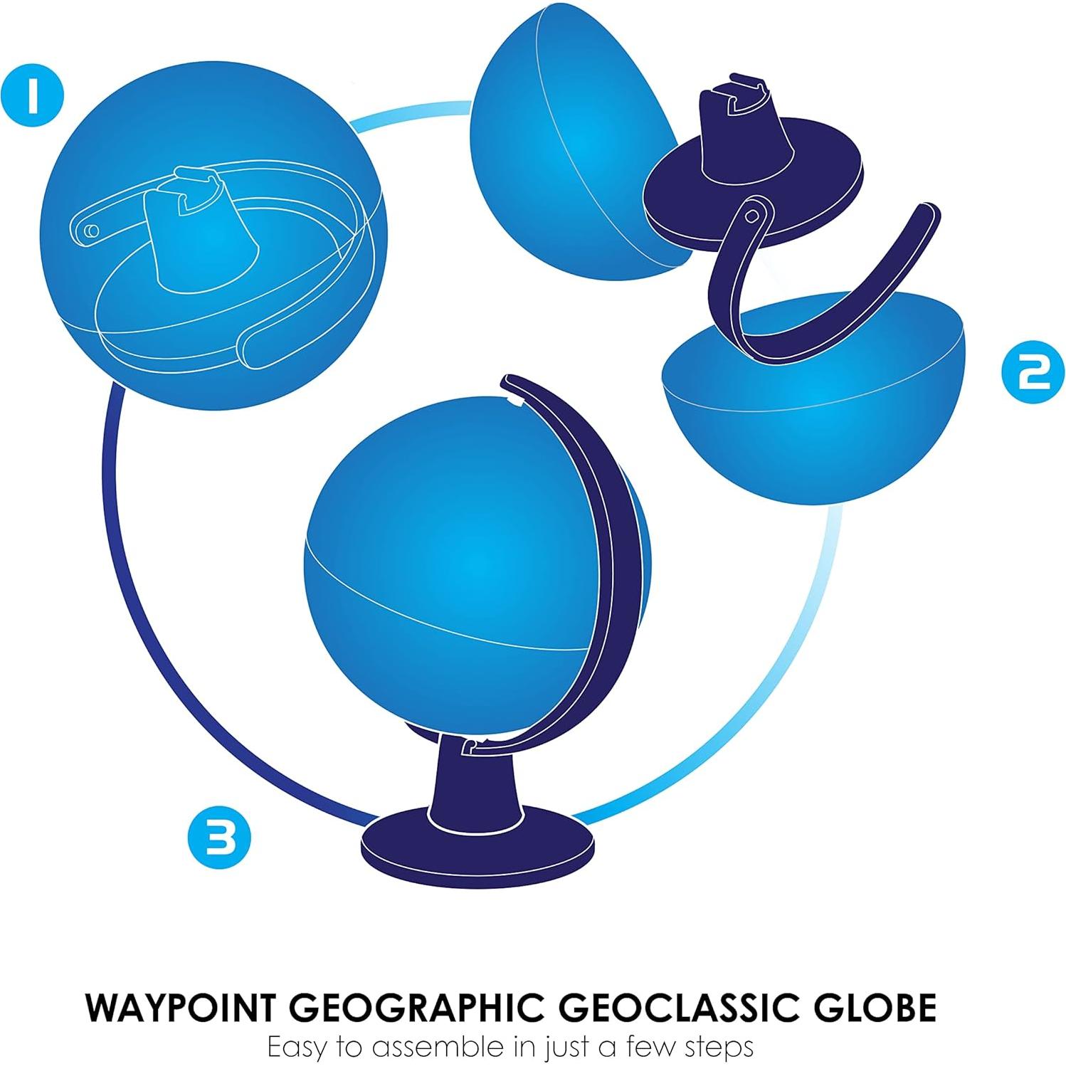 Globo del Mundo Waypoint Geographic 15.2 cm Océano Azul