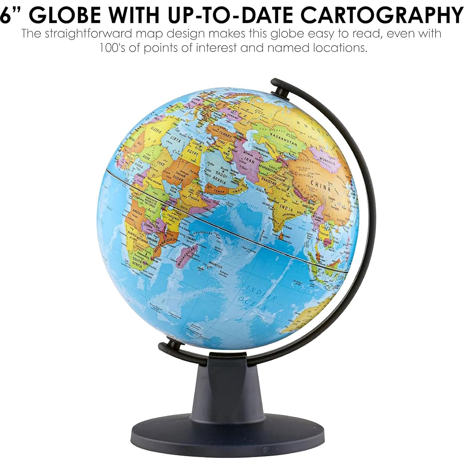 Globo del Mundo Waypoint Geographic 15.2 cm Océano Azul