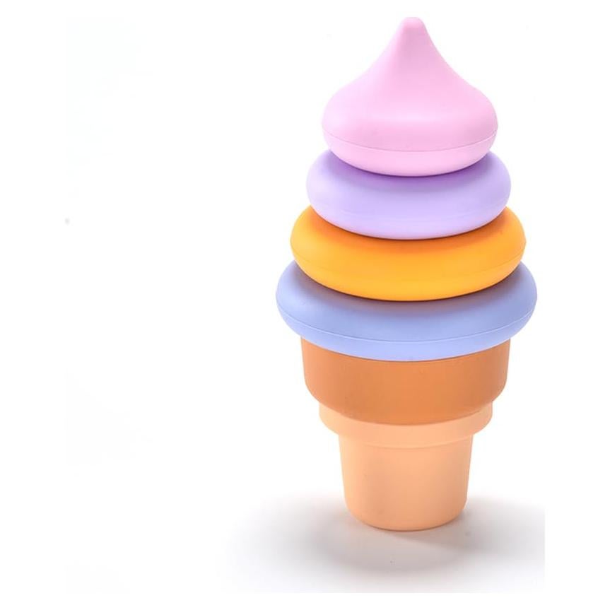 Juguete Apilable de Silicona para Bebés - Helado Azul 7 Piezas
