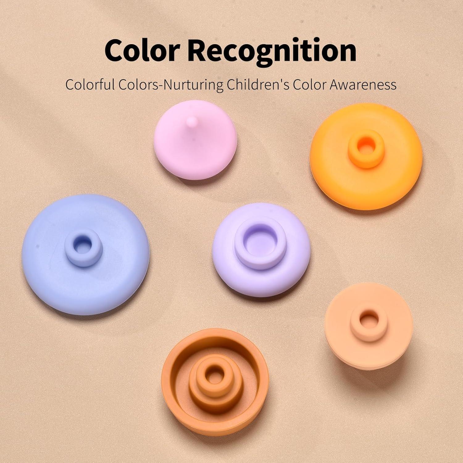 Juguete Apilable de Silicona para Bebés - Helado Azul 7 Piezas