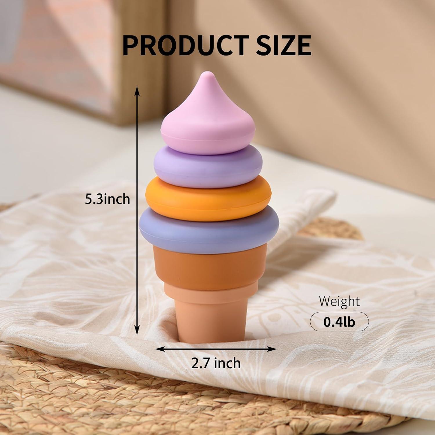 Juguete Apilable de Silicona para Bebés - Helado Azul 7 Piezas