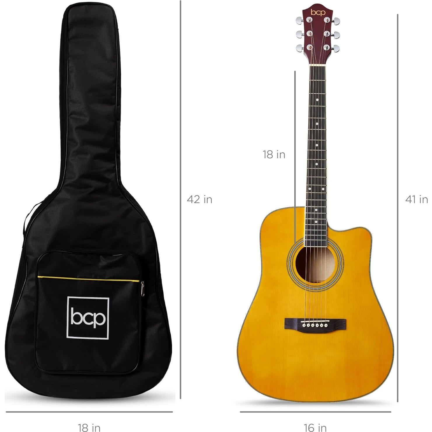 Guitarra Acústica Completa 41" Natural Envejecido con Accesorios