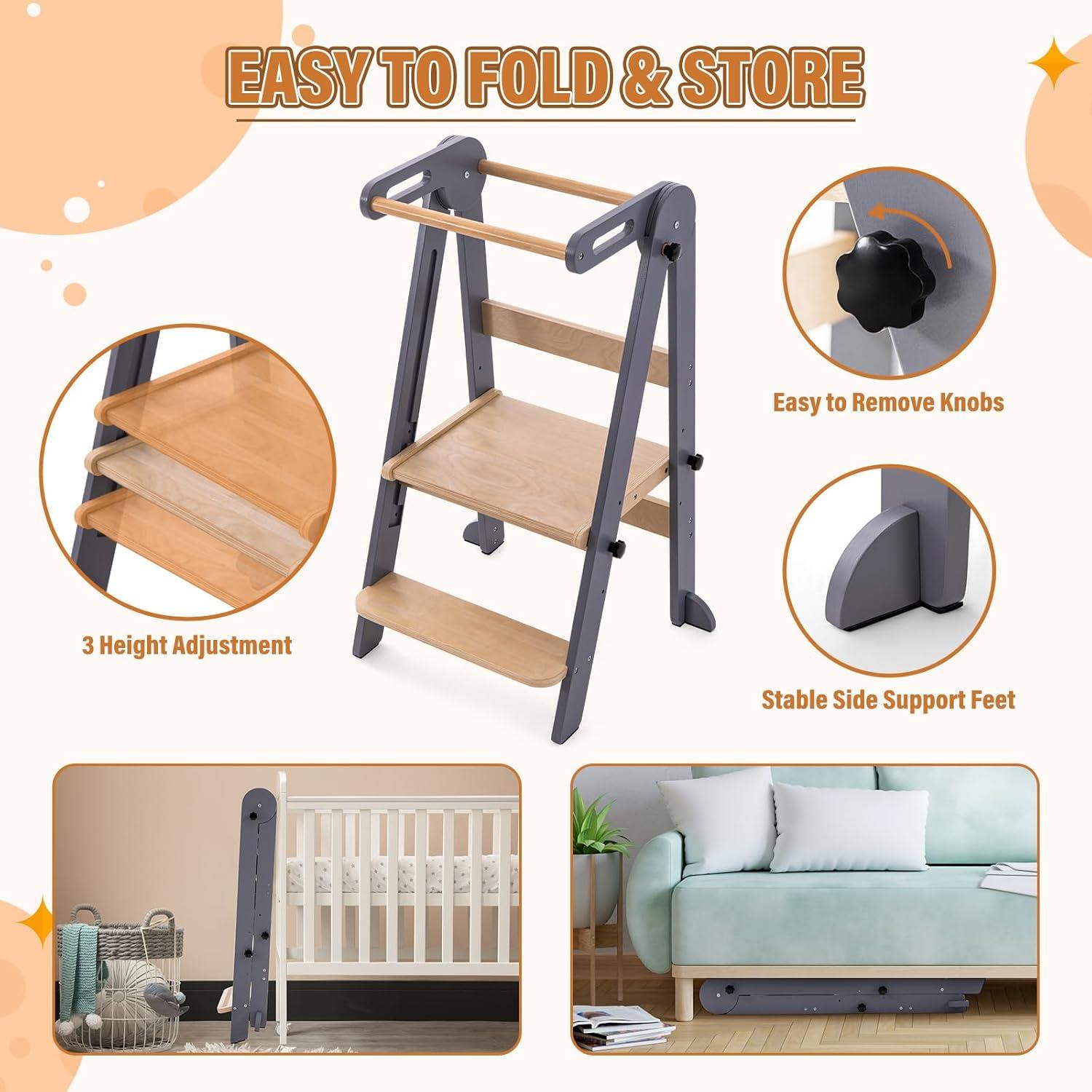 Taburete Plegable Gewitt para Niños - Torre de Apoyo Ajustable