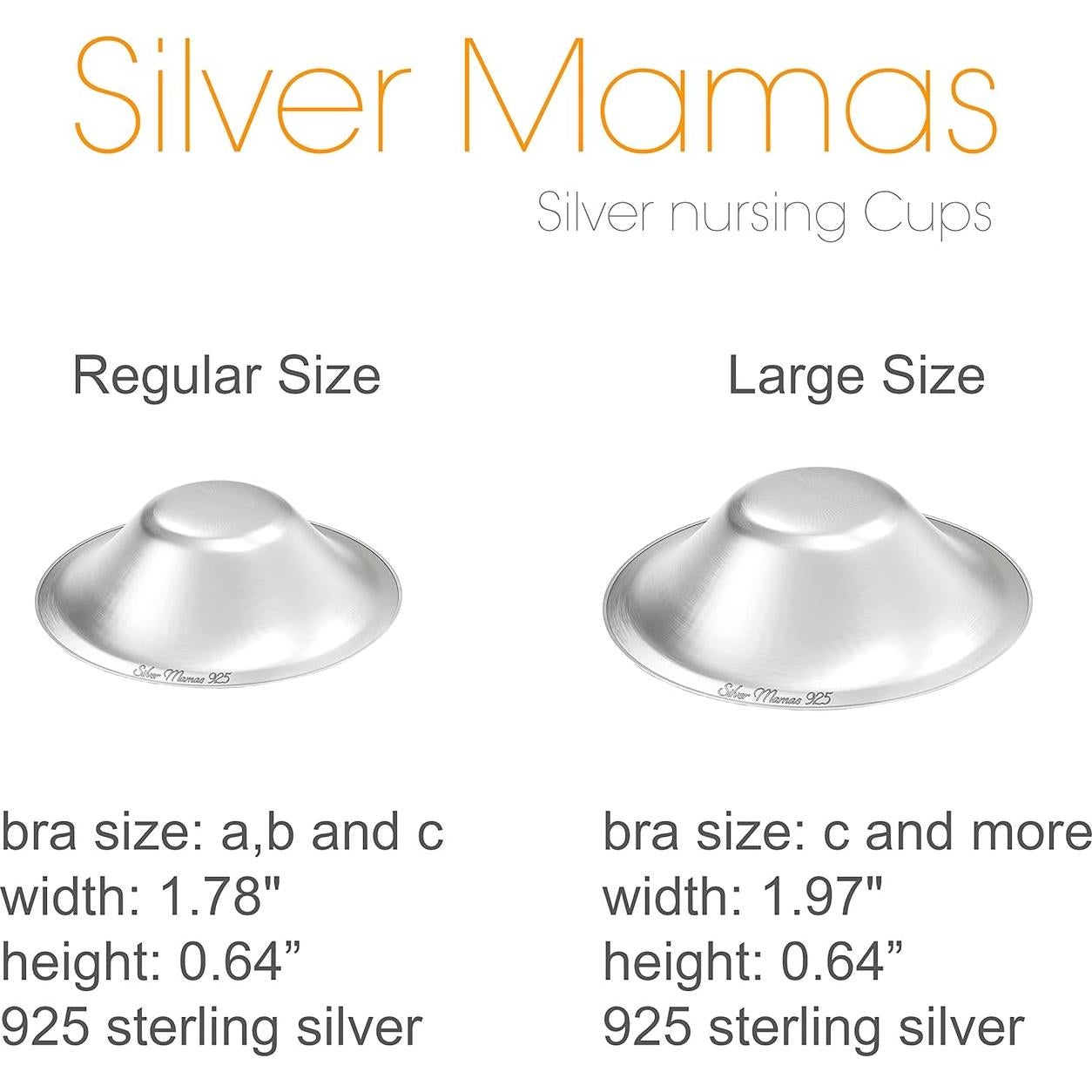 Copas de Lactancia Silver Mamas 925 para Alivio de Pezones - Grande