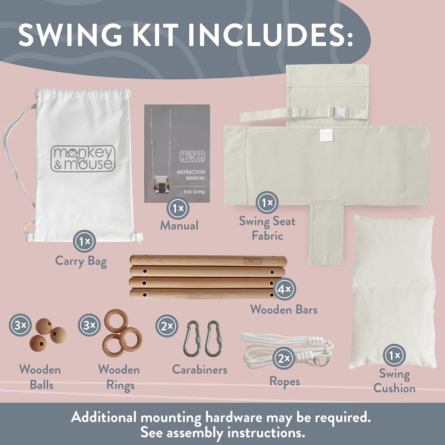 Columpio para Bebés Monkey & Mouse - Crema, Silla Colgante 1.74kg