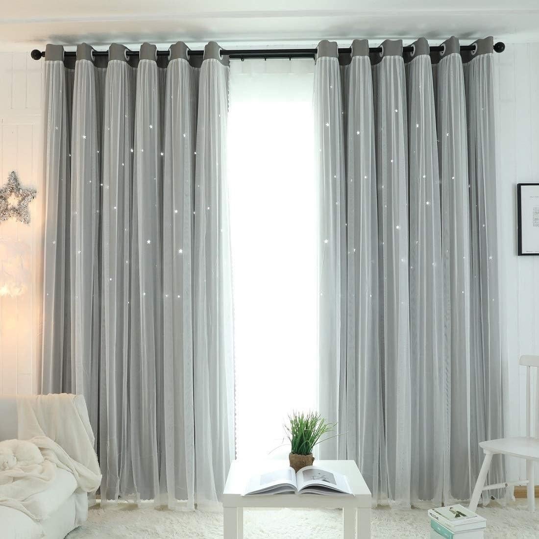 Cortinas UNISTAR Doble Capa 86x160 cm Oscurecimiento Gris