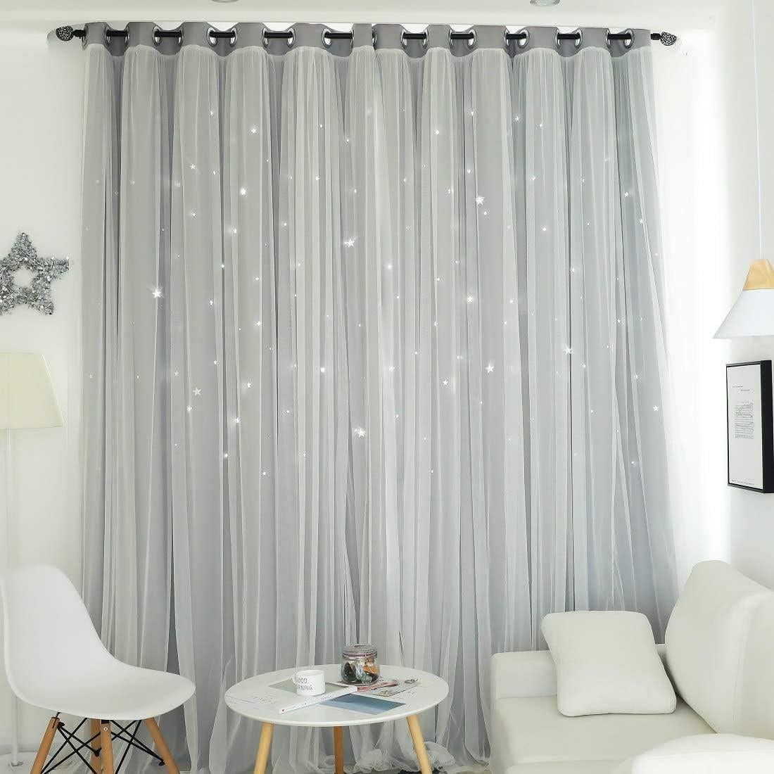 Cortinas UNISTAR Doble Capa 86x160 cm Oscurecimiento Gris