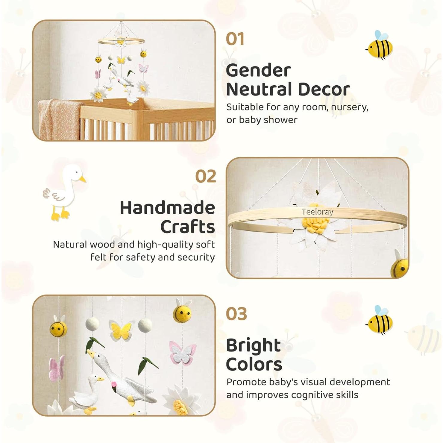 Móvil de Cuna para Bebé Teeloray Ganso Hecho a Mano 20cm