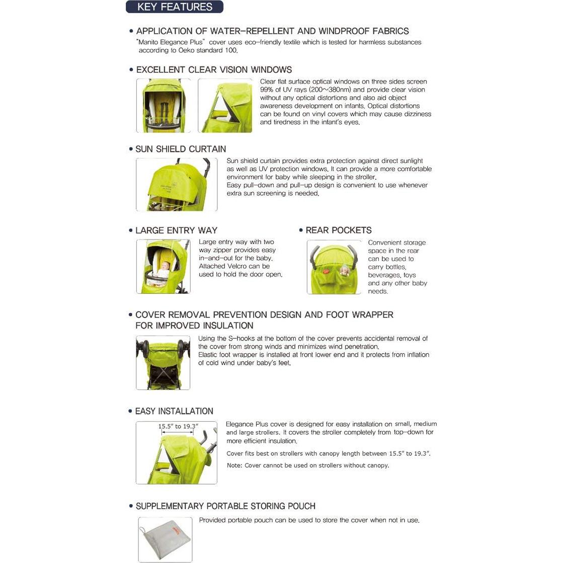 Cubierta para Cochecito Manito Elegance Plus Negra Impermeable