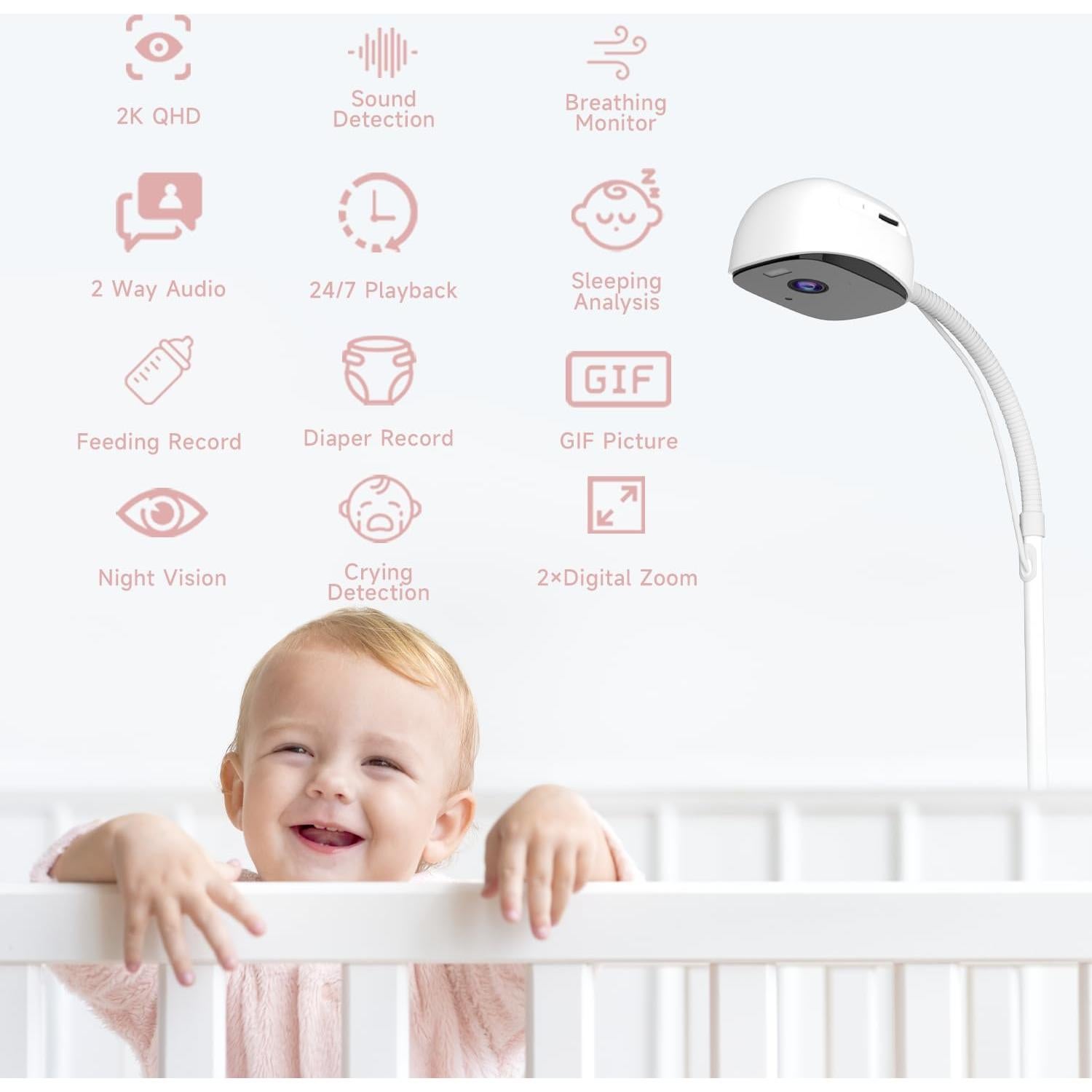 Cámara para Bebés RICHCHO BW6NB-All 2K WiFi con Monitor AI