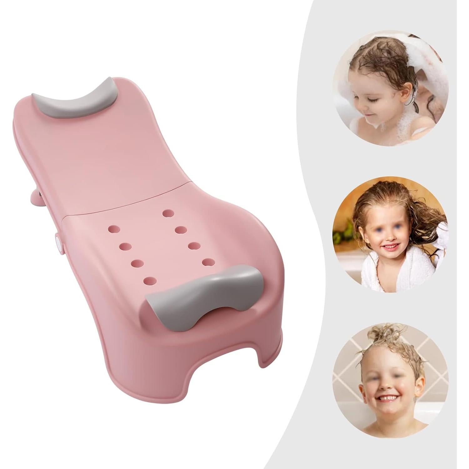 Silla de Champú Ajustable para Niños Rosa - 0 a 5 Años