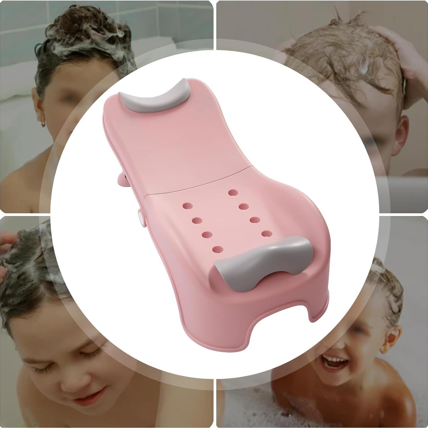 Silla de Champú Ajustable para Niños Rosa - 0 a 5 Años